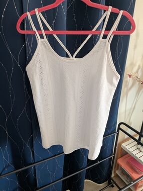 White Strappy Eyelet Tank Top